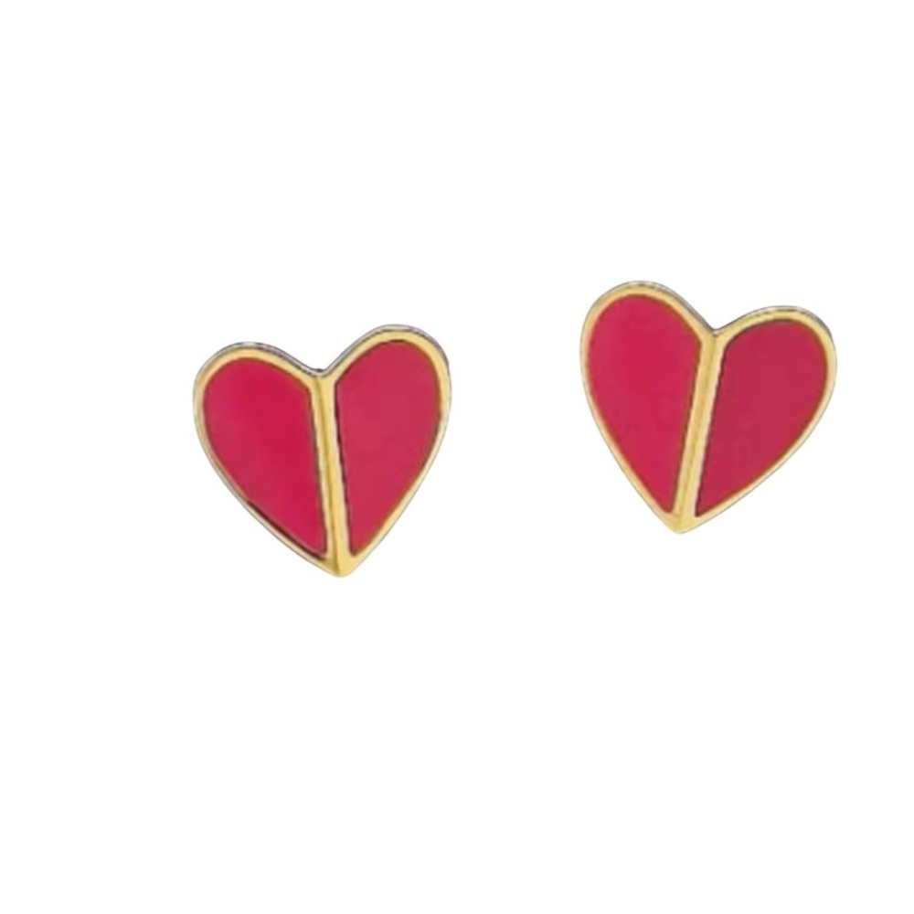 Kate Spade New York Pink Enamel Heart Stud Earrings